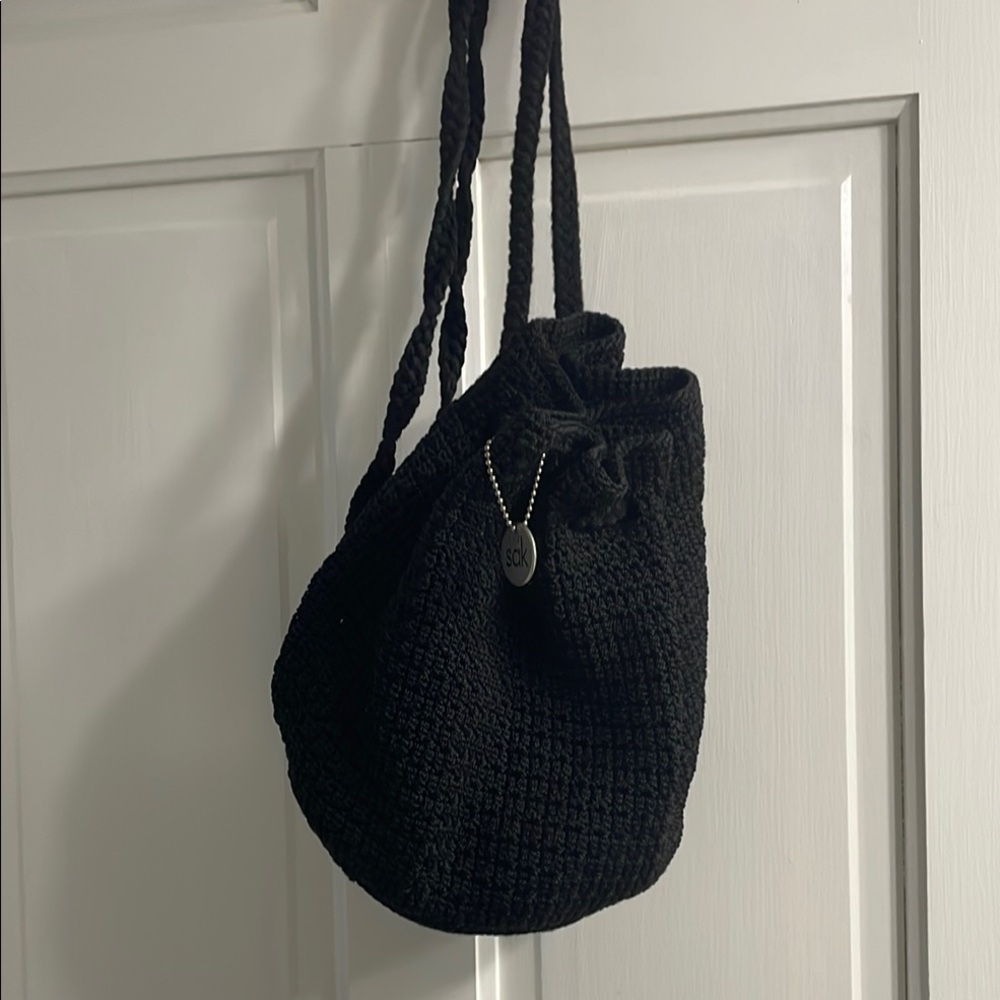 SAK Black Textured Backpack with Drawstring